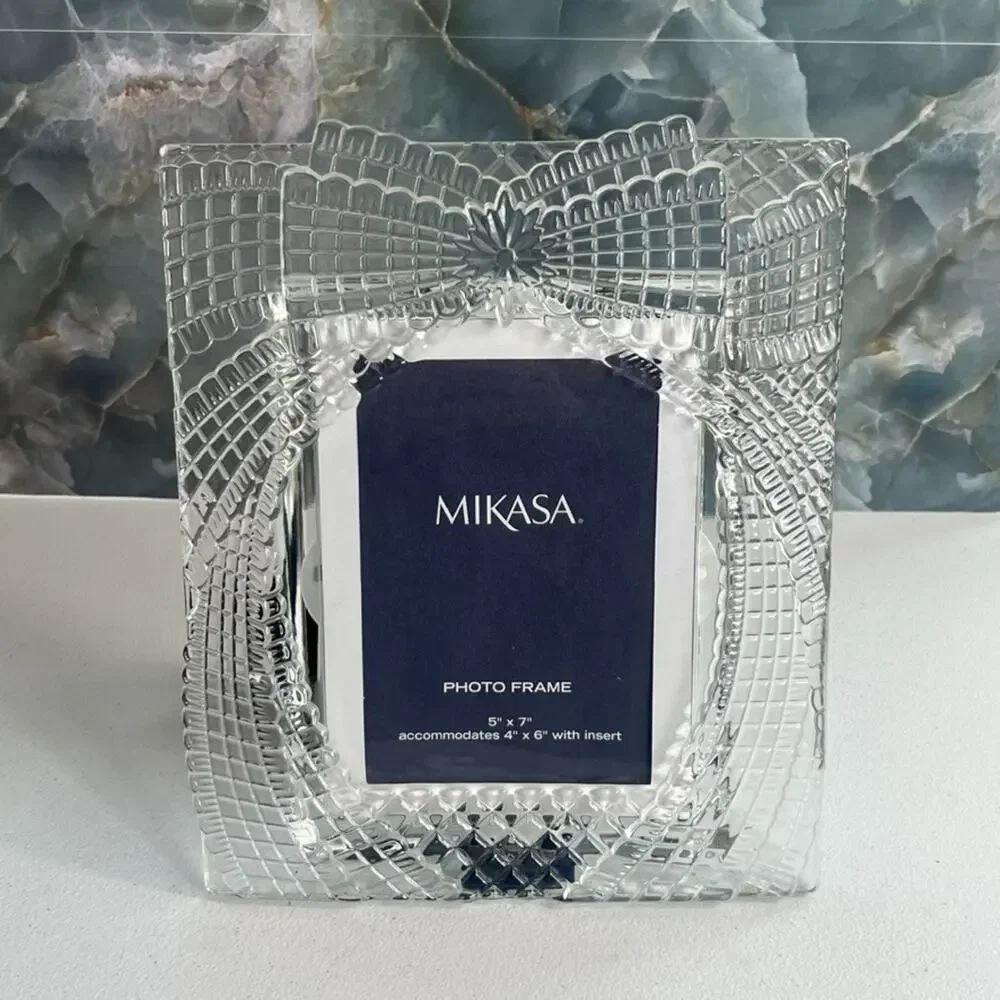 Mikasa Photo Frame Crystal Draped Bow Frame Home Décor 5x7